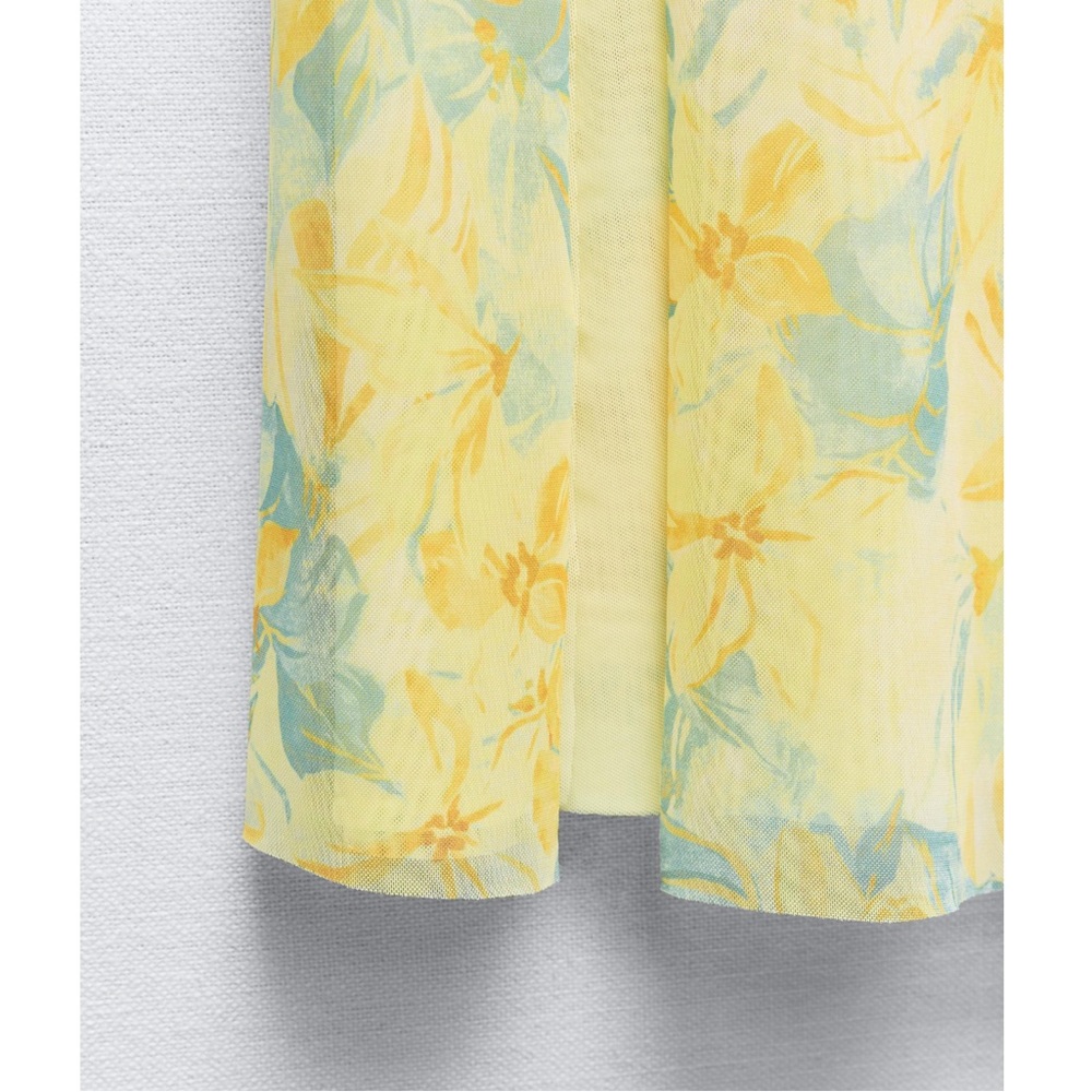 Zara STRAPLESS PRINTED TULLE DRESS - Picture 7 of 9